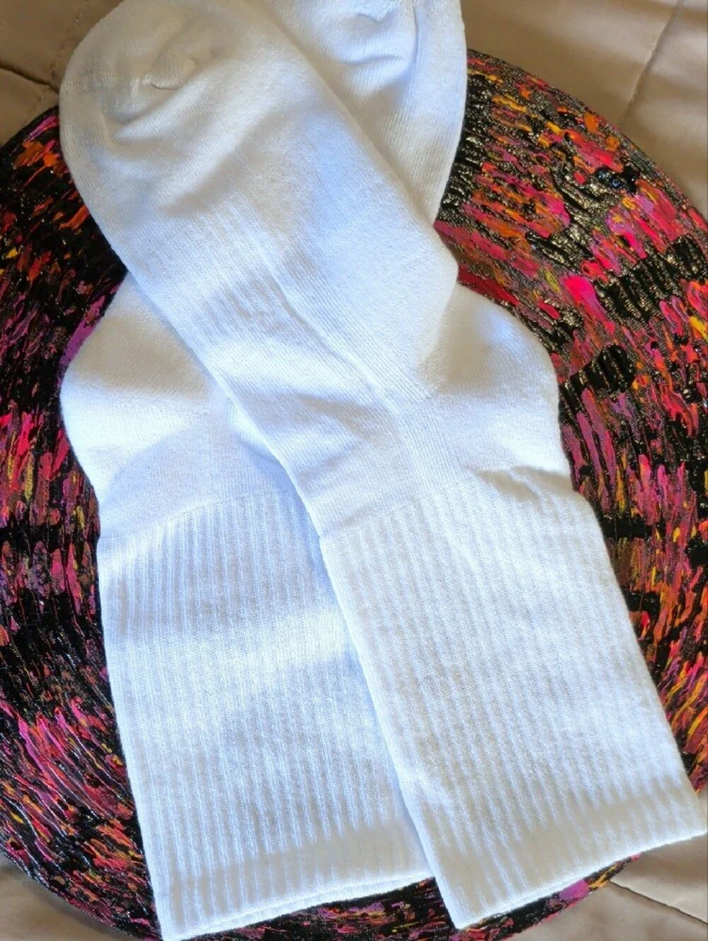 Spoiled Child White Crew Socks with Black Logo